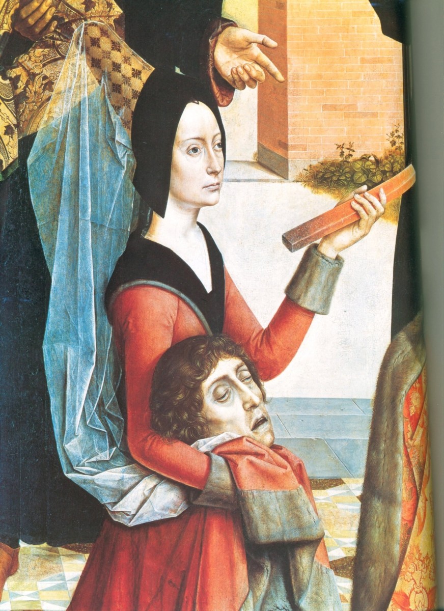 Dierick Bouts Exemple de justice de l'empereur Othon III Volet Gauche l'epreuve du Feu (xve s.).jpg